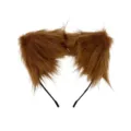 Cute brown fluffy cat ear headband plush animal ears hair hoop for cosplay party Halloween. - One Size / Brown