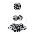 Cute black and white cow print goose bikini outfit set with hat and skirt for yard pet. - Bikini Three-Piece / Suitable for 23 Inches