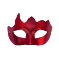 Rood metallisch masker voor Halloween feest, stijlvol PVC masker met meerdere hoorns. - Rood