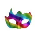 Kleurrijk regenboog PVC masker met metallische glans voor feest, carnaval en cosplay evenementen. - Kleurrijk