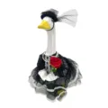 Garden goose decorative outfit black lace dress set with red rose and hat for home decor - Black Zirconia Set