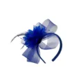 Royal Blue Mesh Feather Fascinator Headband for Women Party Prom Wedding Hair Accessory - Blue