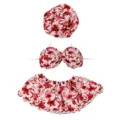Hawaïaanse bloemen gans outfit bikini set bijpassende hoed voor 23 inch gazon gans tuindecoratie. - Rode bloemen set