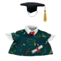 Abschluss Veranda Gans Kostüm Set mit schwarzem Hut und grünem Kleid für Garten Dekoration. - Grün