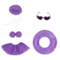 Purple polka dot doll bikini set with sunglasses and swim ring for 23 inch goose plush toy. - Purple Polka Dot Bikini Set