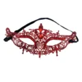 Rote Spitzen Maskerade Maske mit Strasssteinen, elegante Augenmaske fuer Damenparty und Karneval. - Strass Spitze-Rot