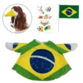 Set costume peluche anatra Mondiali Brasile con parrucca bandiera carta, 23 pollici bambola - Brasile