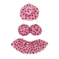 Roze aardbeiprint bikini outfit en hoed set voor 23 inch tuin gazon gans beelden. - Geschikt voor 23 inch / Aardbei 3-Delige Set