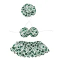 Hawaii Bloemen Veranda Gans Outfit Bikini Set Zomer Outdoor Gazon Standbeeld Jurk - Groene Florale Sieradenset