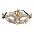 Goldene Spitzen-Maskerade-Maske mit Strass, elegante Augenmaske für Party Karneval Kostüm - Strass Spitze-Gold