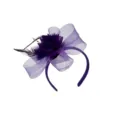 Purple mesh feather fascinator headband elegant party wedding hair accessory for women - Purple