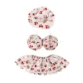 Roze bloemige 23 inch veranda gans bikini outfit set met hoed en rok voor pop decor. - Geschikt voor 23 inch / Kersen Driedelig Pak