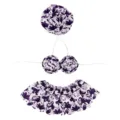 Hawaïaanse bloemen print veranda gans bikini set, zomer tuin standbeeld kleding outfit. - Paarse Bloemenset