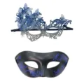 Mascarada encaje mariposa pareja antifaz para halloween fiesta disfraz accesorios. - Encaje de Mariposa y Máscara Pintada / Azul