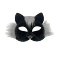 Schwarze flauschige Tiermaske für Cosplay, süße Katzen und Fuchs Kostüm Party Zubehör. - Schwarz und Grau
