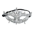 Silberne Spitzen-Maskerade-Maske mit Strasssteinen für Damen Party Karneval Kostüm - Strass Spitze-Silber