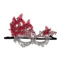 Rhinestone lace butterfly masquerade mask for women, sexy half face party Halloween props. - Gradient Red