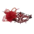 Rote Spitzen Maskerade Maske in Rot, elegante Variante mit Seitenblume und Strass. - Seitliche Blume Strass Spitze-Rot