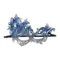 Blue and silver lace butterfly mask with rhinestones, half face masquerade party prop. - Gradient Blue