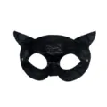 Masque de chat en dentelle noire femme fête de bal masqué masque des yeux avec oreilles - Noir