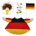 Set costume da oca bandiera tedesca con parrucca riccia mantello e adesivi di calcio - Germania