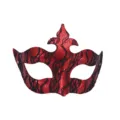 Masque de bal masqué en dentelle rouge et noire fête halloween costume sexy femme - Rouge