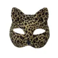 Leopard muster Katze Halbgesicht Maske für Halloween Kostüm Party, sexy Tier Maskerade Maske. - Leopard 3D Katzenohren (Mit Schnurrbart)