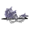 Elegante maschera in pizzo viola con strass scintillanti e delicate decorazioni a farfalla. - viola sfumato