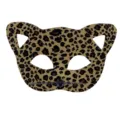 Leopardenmuster Halbgesicht Katzen Maske fuer Halloween Kostuem Party Tier Augenmaske - Leopard Flache Katzenohren (Mit Schnurrbart)