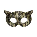 Masque de chat en dentelle noir et or pour femme, élégant masque de bal masqué en PVC. - Or
