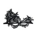 Maschera da festa in pizzo nero con farfalla decorata di strass per carnevale sexy. - Nero A