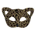 Leopardenmuster Katze Halbgesicht Maske Maskerade Tierkostüm Halloween Augenmaske - Leopard Flache Katzenohren (Ohne Schnurrbart)