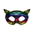 Masque de chat en dentelle arc-en-ciel pour femme bal masqué costume demi-visage fête - Coloré