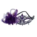 Lila spitze maske karneval fasching gesichtsmaske feder blume strass damenkostüm party - Seitliche Blume Strass Spitze-Violett
