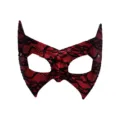 Red Black Lace Snake Pattern Bat Mask Variant for Halloween Masquerade Party - Red