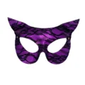 Maschera da gatto in pizzo stampa serpente viola PVC festa in maschera accessorio elegante - Viola