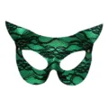 Maschera da gatto in pizzo pelle di serpente verde PVC festa in maschera costume stile - Verde