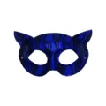 Blaue PVC Katzenmaske Spitzen Maskerade Augenmaske für Damen Party Kostüm Zubehör - Dunkelblau