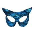 Maschera in pizzo con orecchie di gatto blu festa in maschera PVC mezza maschera costume - Azzurro