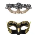 Paar Maskerade Maske Set, schwarze Spitze und goldene Glitzer Halbgesicht Masken. - Goldenes Set