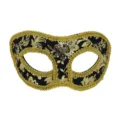 Zwarte en gouden masquerade masker voor feest, halfgezicht kostuum oogmasker Halloween. - Zwart (Upgrade Versie)