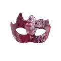 Rot schwarze metallische Reptilienmuster Halbgesicht Maske fuer Halloween Party Kostuem - Mehreckig Rot Silber Schwarz Krokodilmuster