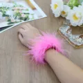 Pulsera de bofetada de plumas de colores para animadoras, accesorio de muñeca esponjoso. - Rosa rojo