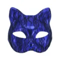 Masque de chat en dentelle bleu sexy PVC bal masqué fête fête carnaval performance accessoire - Bleu
