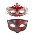 Paare Maskenball Masken Set Rot Schwarz Venezianische Party Augenmasken Karneval - Rot 2-Teiliges Set