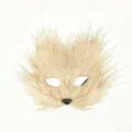 Masque demi-visage en fausse fourrure duveteuse pour soirees cosplay et deguisement. - Avoine - Poil Long