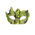 Grüne Schlangenmuster Maske für Halloween Kostümparty, halbe Gesichts Tierprint Augenmaske. - Mehreckig Gelb Grün Schwarz Schlangenmuster-Imitat