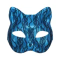 Masque de chat en dentelle bleue avec joli coeur pour fete et bal masque parfait. - Bleu ciel