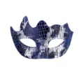 Blau Silber Krokodil Muster Maskerade Maske Halbgesicht Party Augenmaske Halloween Kostüm - Mehreckig Blau Silber Schwarz Krokodilmuster