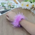 Pulsera slap de pluma de avestruz violeta brazalete de felpa esponjoso fiesta espectaculo - Púrpura